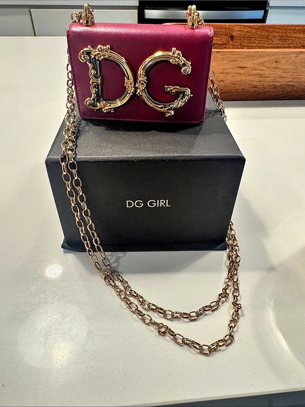 Dolce & Gabbana DG Girl Baroque Crossbody Bag Pink & Gold